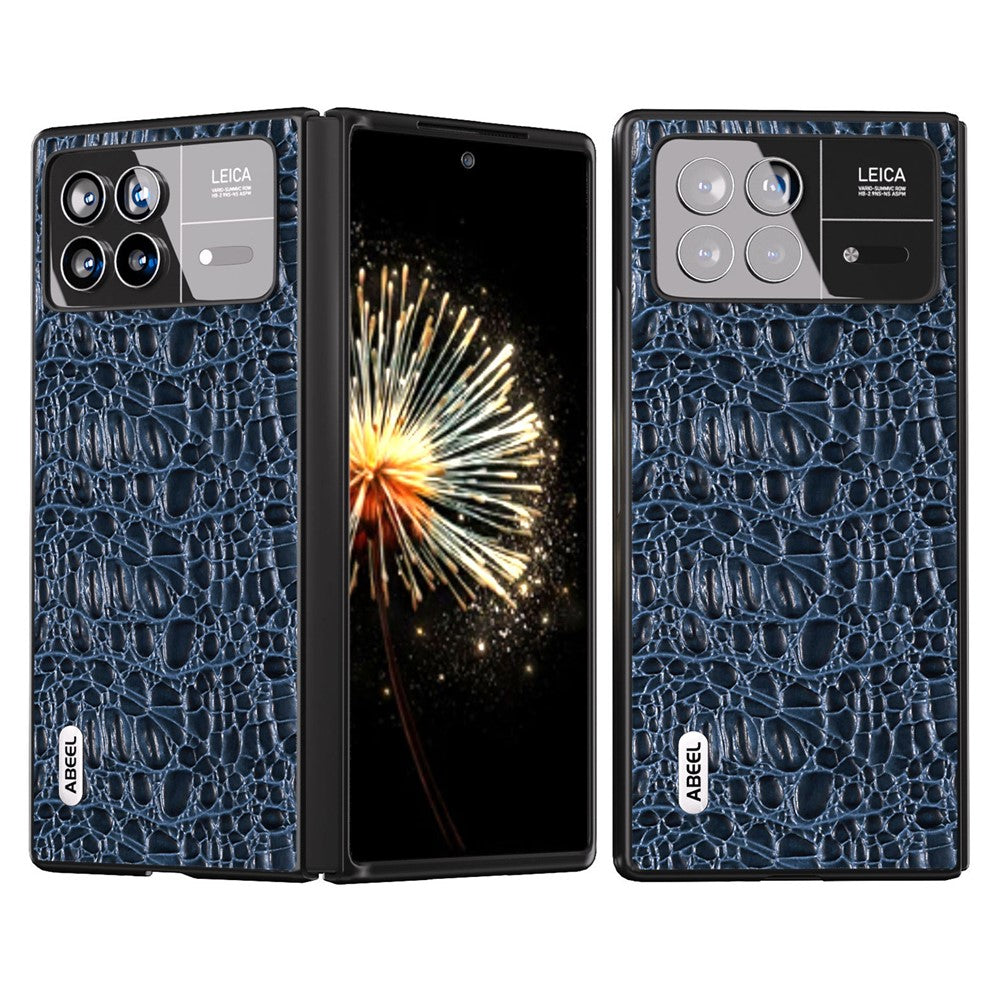 ABEEL For Xiaomi Mix Fold 3 5G Genuine Cow Leather+PC No-Slip Case Canopy Texture Phone Cover