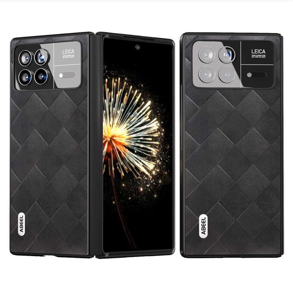 ABEEL For Xiaomi Mix Fold 3 5G Grid Texture Protective Case PU Leather+PC Drop Protection Phone Cover