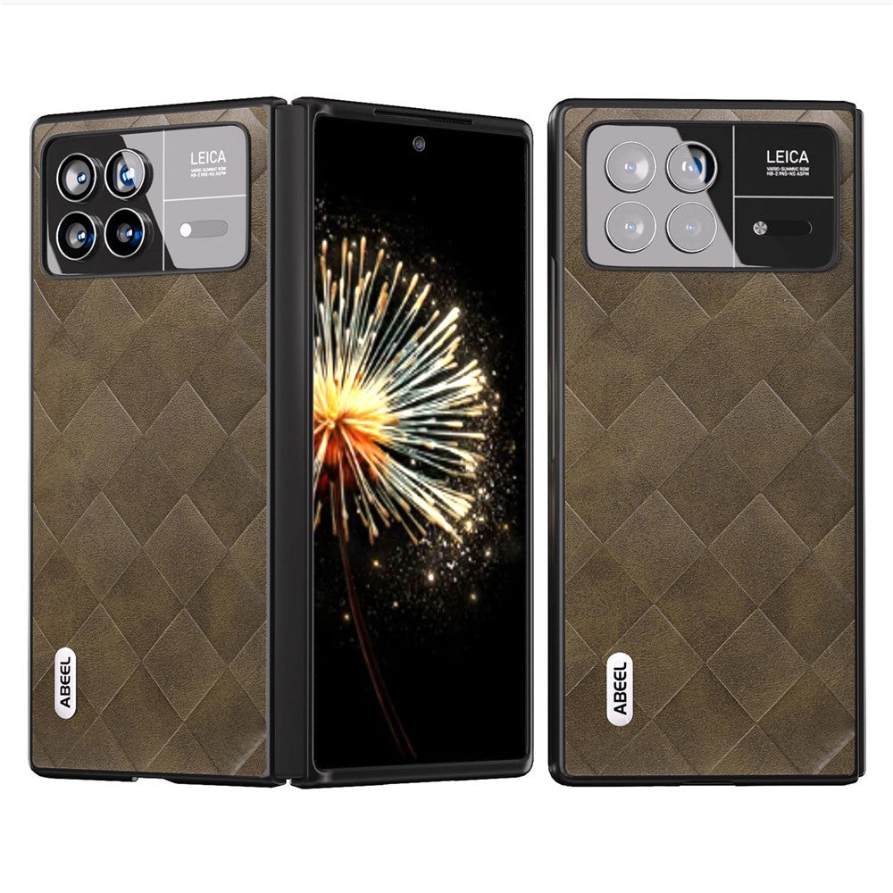 ABEEL For Xiaomi Mix Fold 3 5G Grid Texture Protective Case PU Leather+PC Drop Protection Phone Cover
