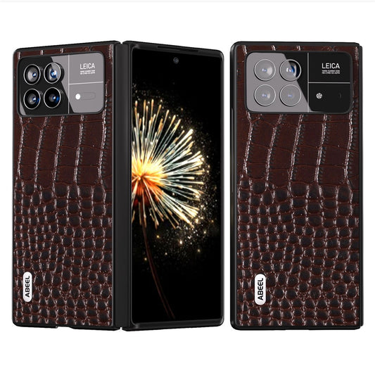 Xiaomi Mix Fold 3 5G Handyhülle – ABEEL Echtes Rindsleder + PC- mit Krokodilstruktur, kratzfest