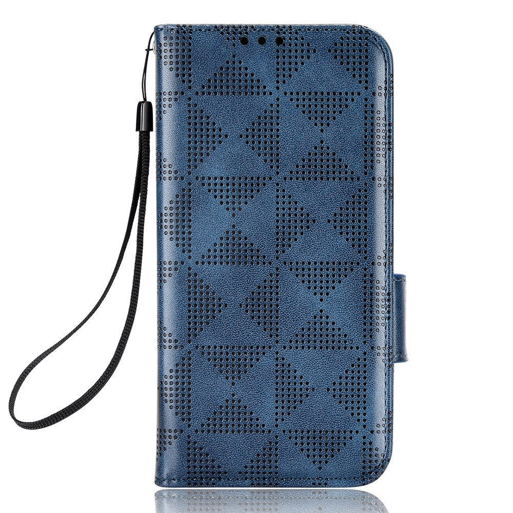 Nothing Phone (2) Handyhülle – Mit stoßdämpfendem Dreiecksmuster, Brieftaschen- & Ständerdesign, aus PU-Leder & TPU, mit Tragegurt