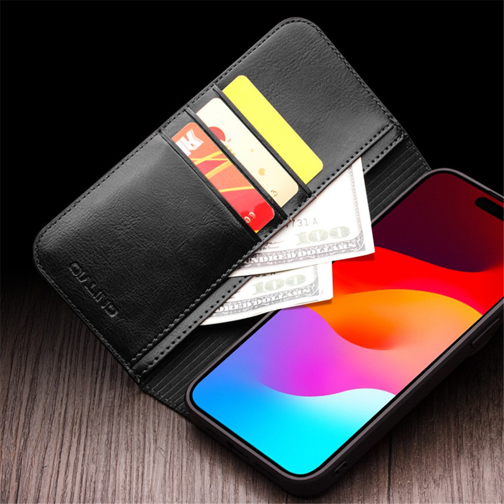 iPhone 15 Echtleder-Handyhülle – Geldbörse & Standfunktion