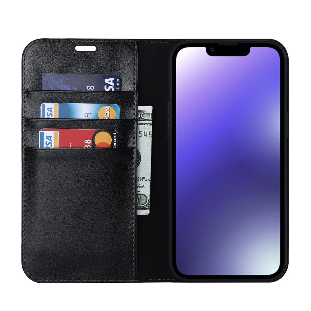 iPhone 15 Plus Echtleder-Hülle mit Kartenfach