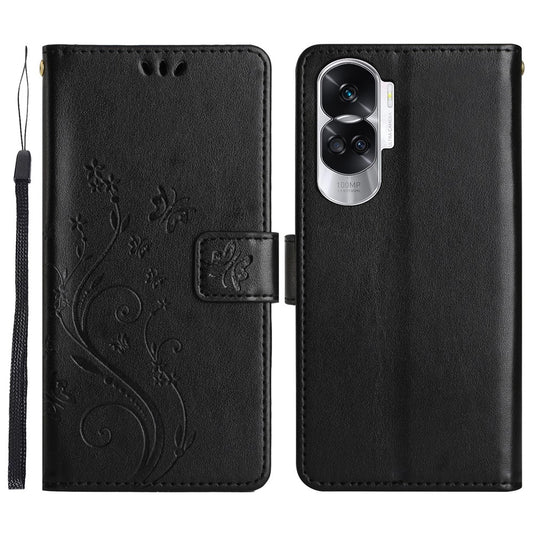 Honor X50i 5G / Honor 90 Lite 5G Wallet-Handyhülle – X50i 5G PU-Leder-- mit Schmetterlingsaufdruck und Standfunktion