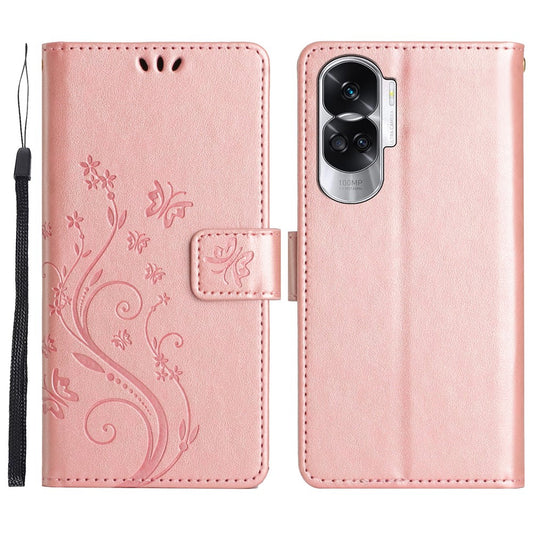 Honor X50i 5G / Honor 90 Lite 5G Wallet-Handyhülle – X50i 5G PU-Leder-- mit Schmetterlingsaufdruck und Standfunktion