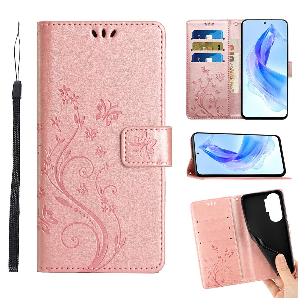 For Honor 90 Lite 5G / X50i 5G PU Leather Wallet Cover Butterfly Imprinted Stand Phone Case