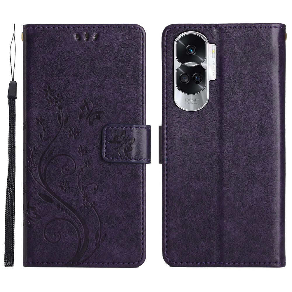 For Honor 90 Lite 5G / X50i 5G PU Leather Wallet Cover Butterfly Imprinted Stand Phone Case
