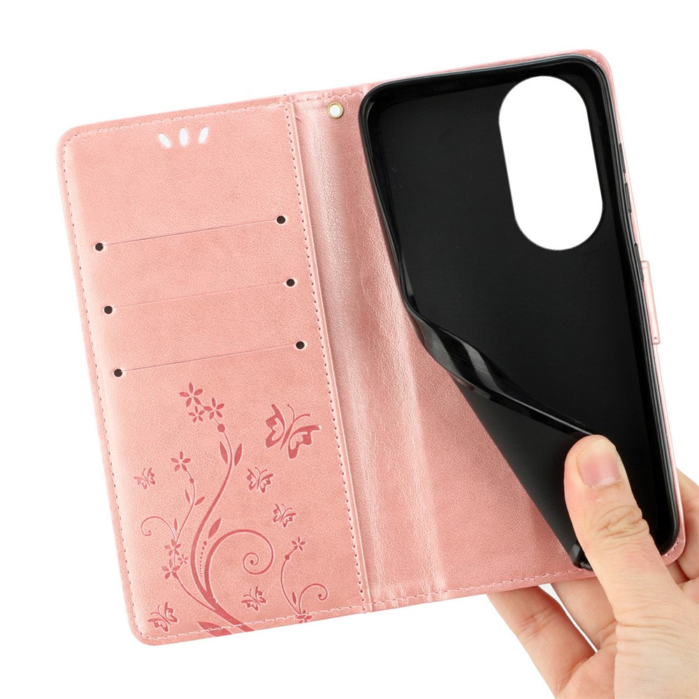 For Honor 90 PU Leather Wallet Cover Drop-proof Butterfly Imprinted Flip Stand Phone Case