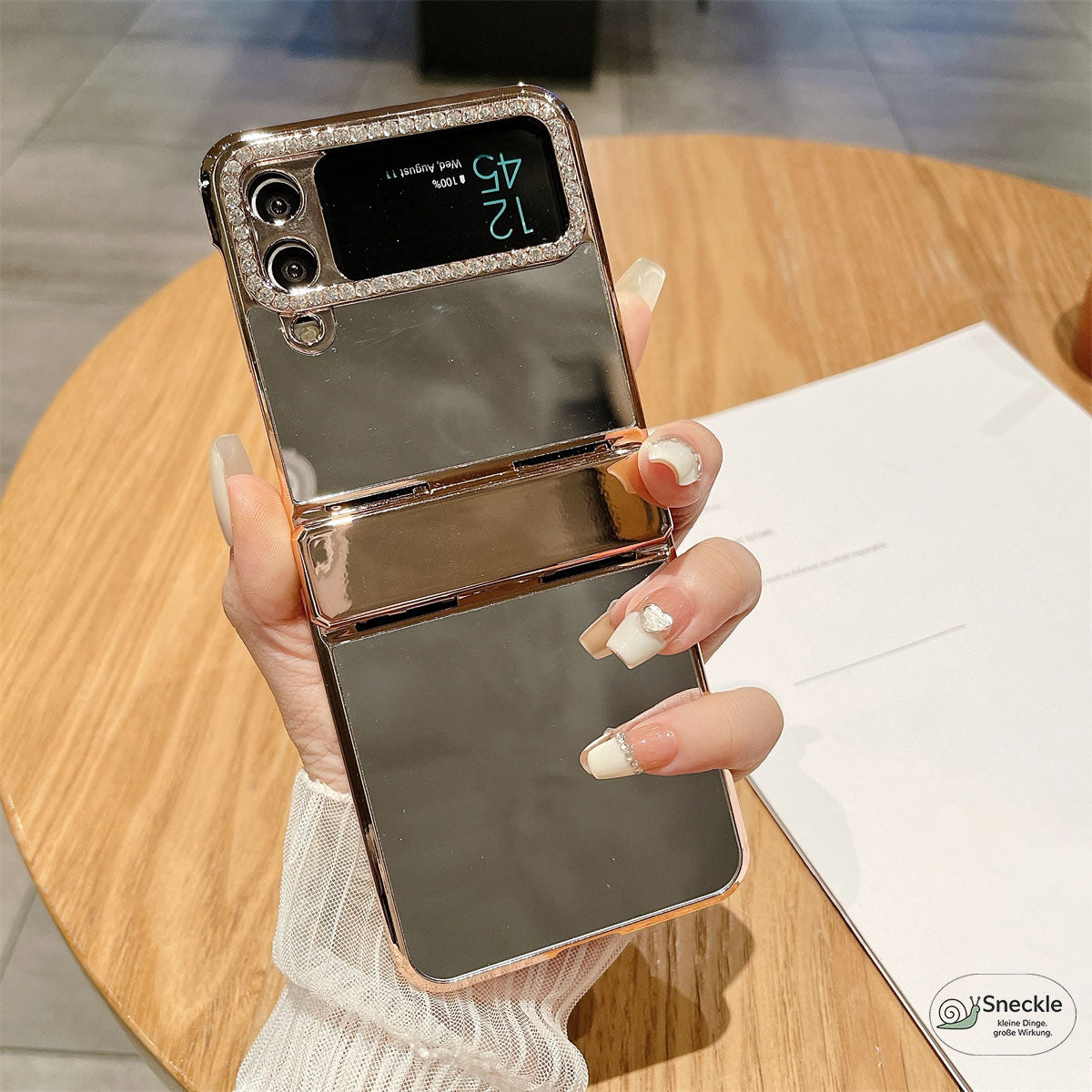 Galaxy Z Flip3 Hülle – Spiegelfläche & Strass – Stoßfest