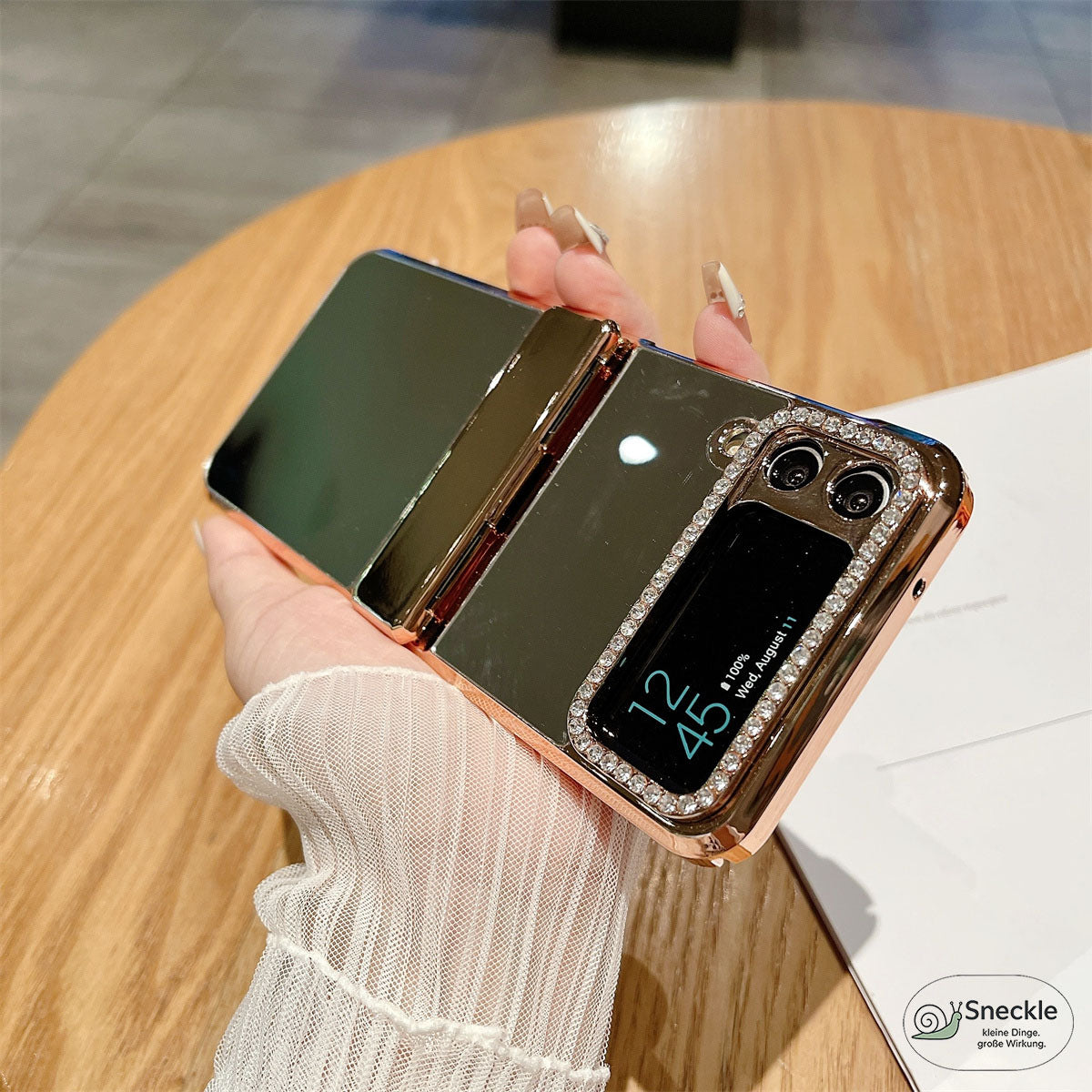 Galaxy Z Flip3 Hülle – Spiegelfläche & Strass – Stoßfest