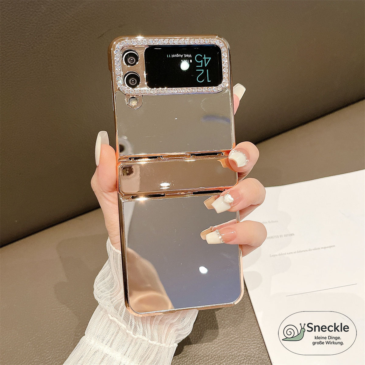 Galaxy Z Flip3 Hülle – Spiegelfläche & Strass – Stoßfest