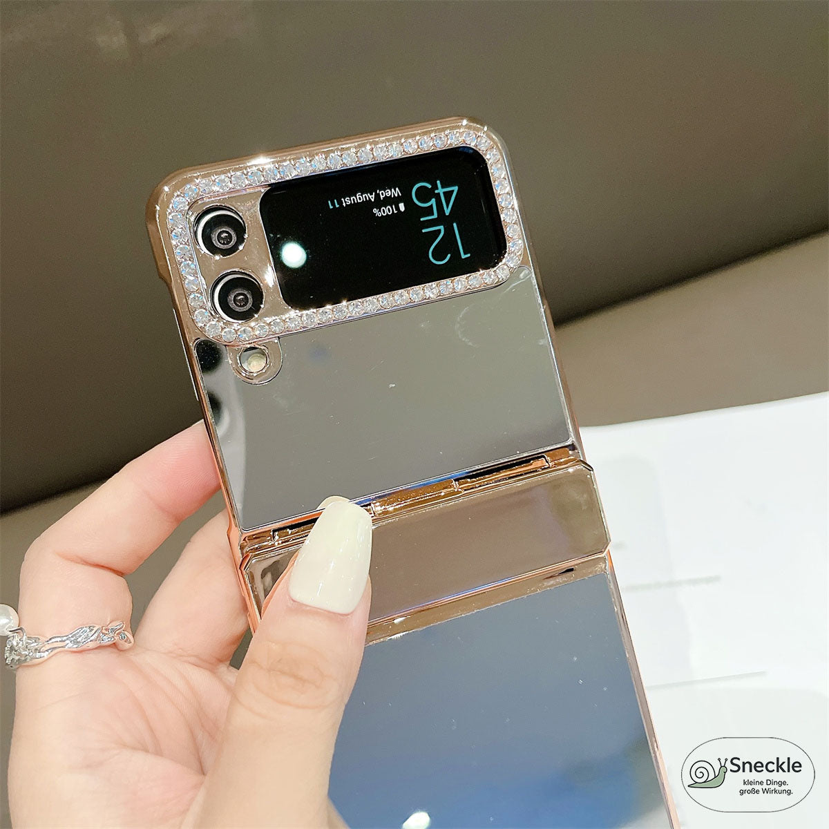 Galaxy Z Flip3 Hülle – Spiegelfläche & Strass – Stoßfest