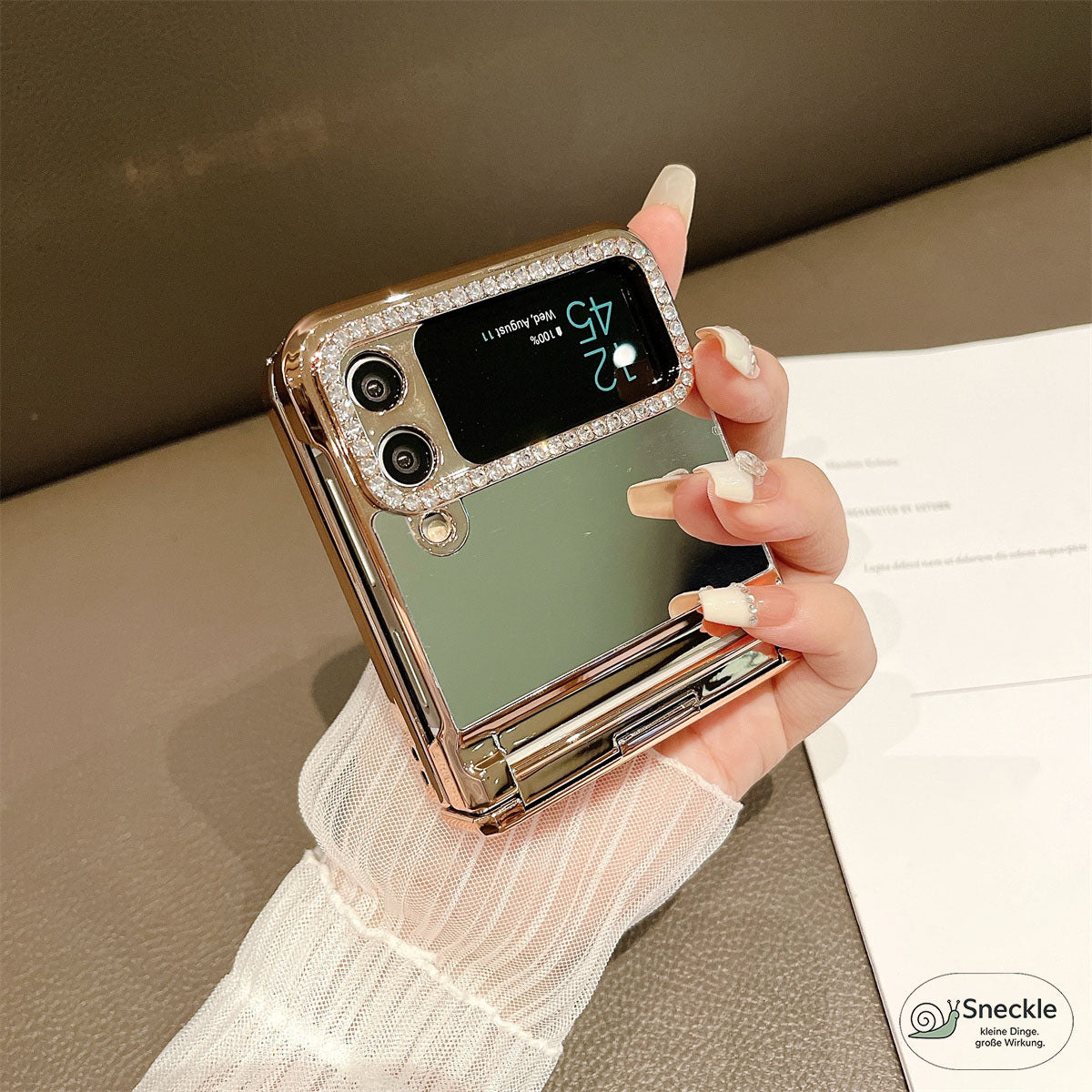 Galaxy Z Flip3 Hülle – Spiegelfläche & Strass – Stoßfest