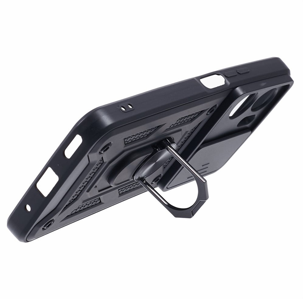For Honor 90 Lite 5G Slide Lens Protection Phone Case PC+TPU Ring Kickstand Cover