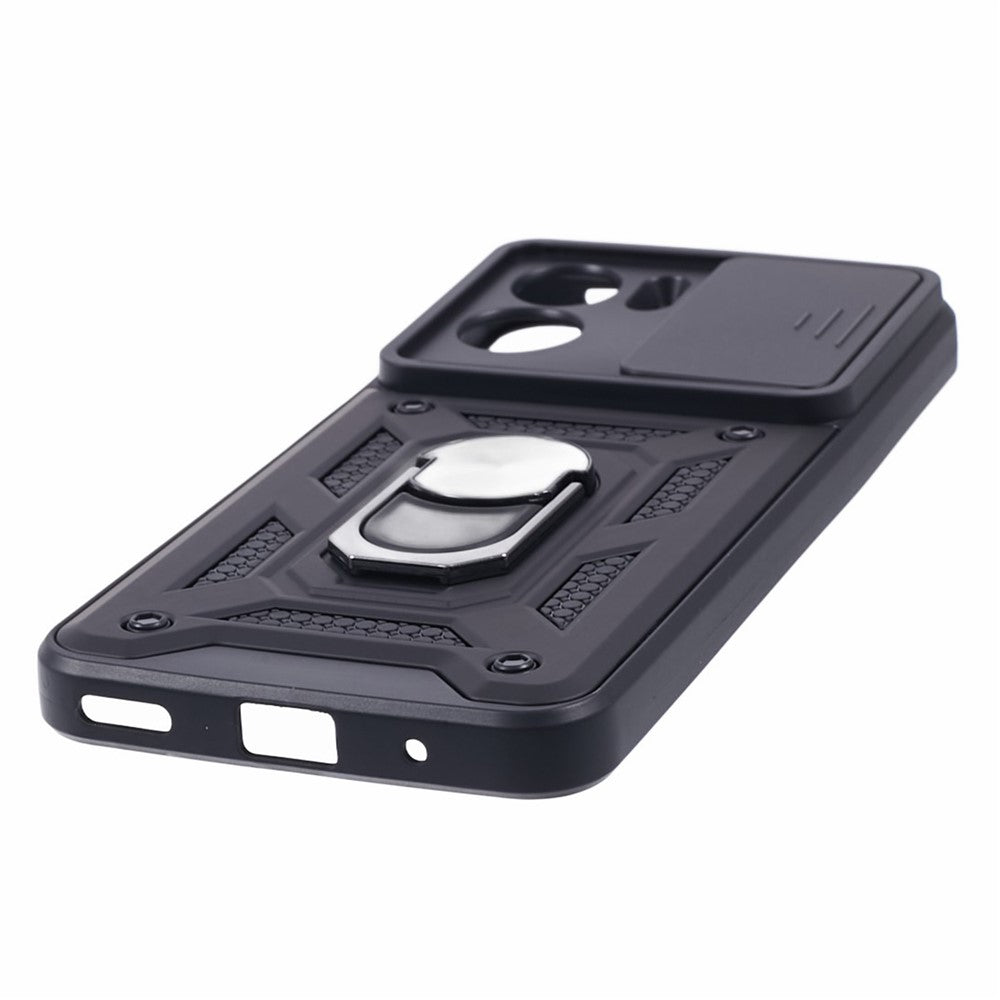 For Honor 90 Lite 5G Slide Lens Protection Phone Case PC+TPU Ring Kickstand Cover