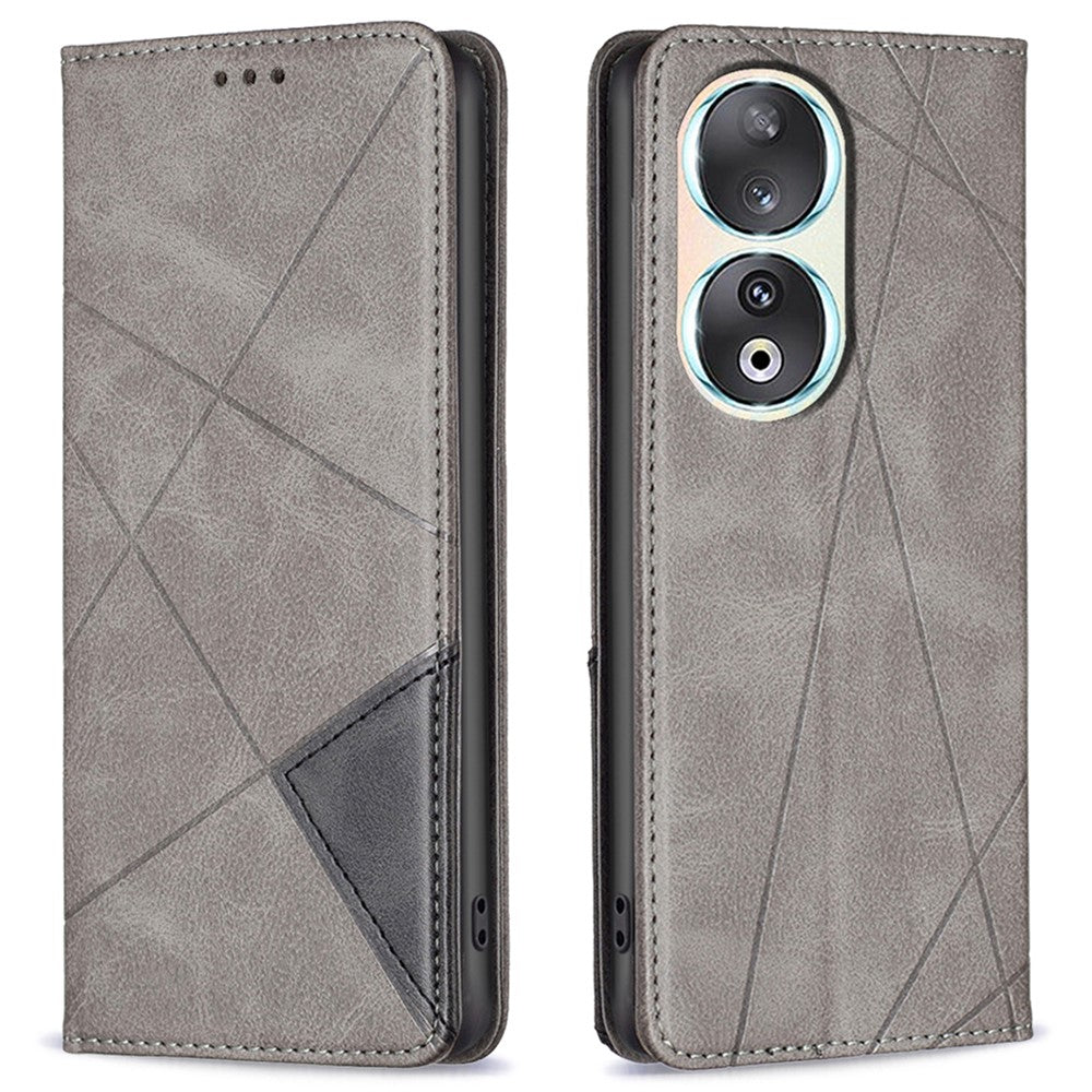 Honor 90 Wallet-Handyhülle – Kratzfest, aus Leder, mit Ständer & bedruckten Kartenfächern