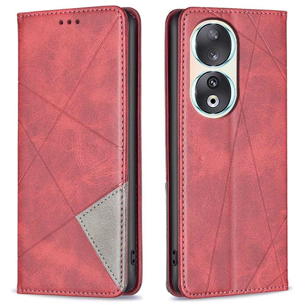 Honor 90 Wallet-Handyhülle – Kratzfest, aus Leder, mit Ständer & bedruckten Kartenfächern