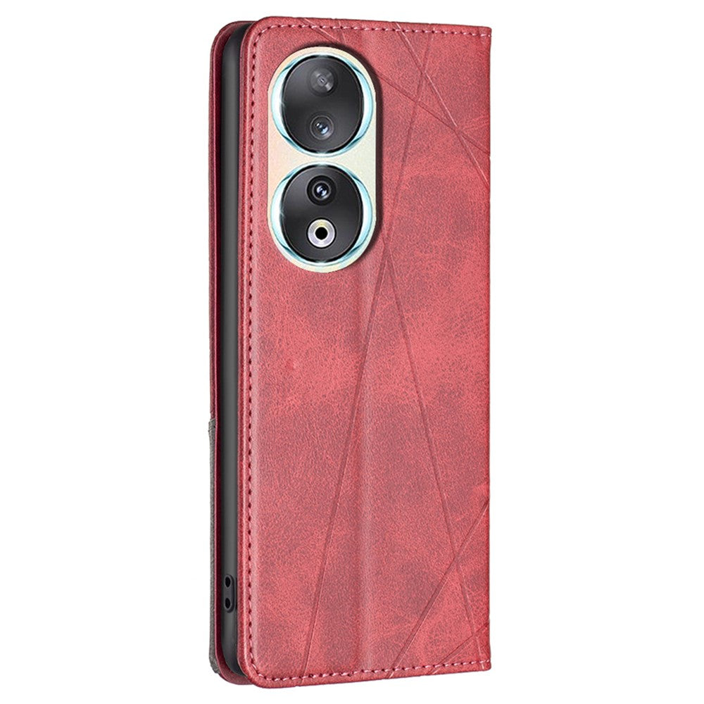 Honor 90 Wallet-Handyhülle – Kratzfest, aus Leder, mit Ständer & bedruckten Kartenfächern