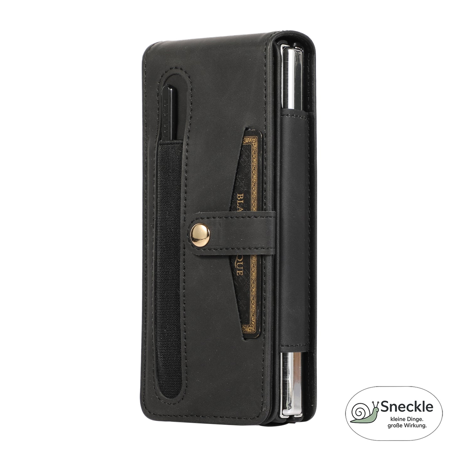 Galaxy Z Fold2 Vollschutz-Case – PU-Leder & PC – Mit Kartenfach, Glasfilm & Stift