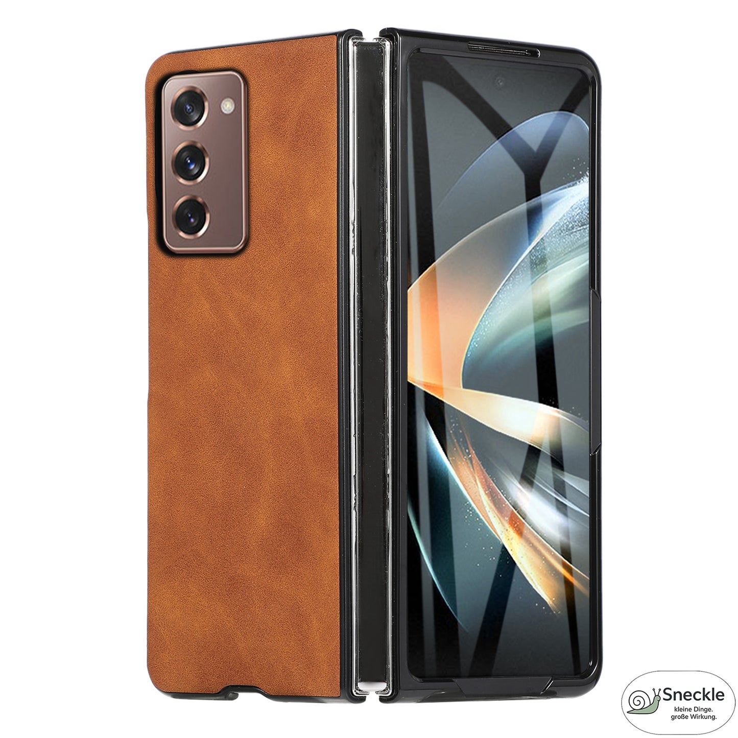 Galaxy Z Fold2 Vollschutz-Case – PU-Leder & PC – Mit Kartenfach, Glasfilm & Stift