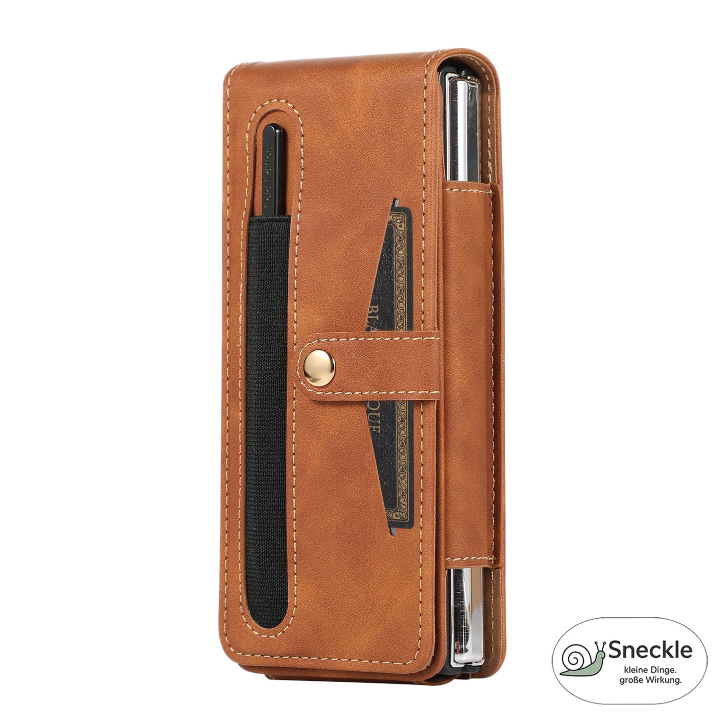 Galaxy Z Fold2 Vollschutz-Case – PU-Leder & PC – Mit Kartenfach, Glasfilm & Stift