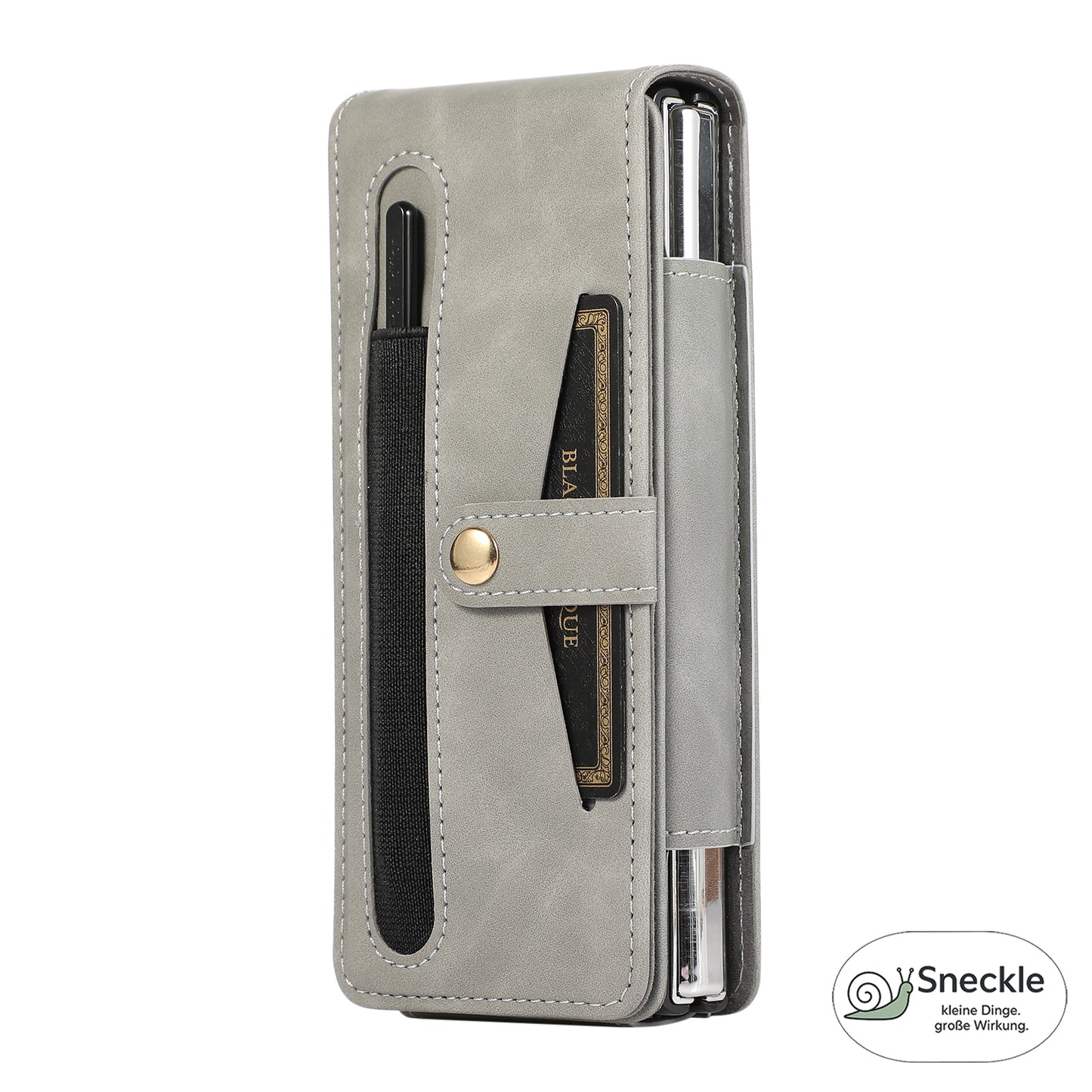 Galaxy Z Fold2 Vollschutz-Case – PU-Leder & PC – Mit Kartenfach, Glasfilm & Stift