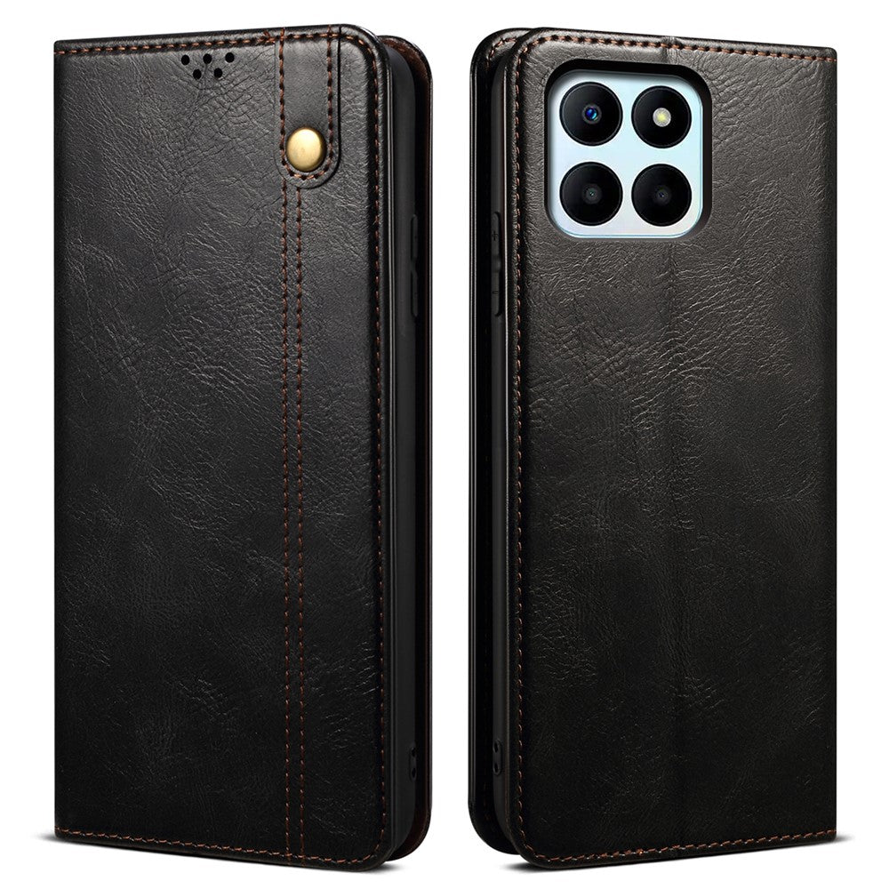 For Honor X6a 4G Stand Wallet Case PU Leather Phone Shell Waxy Crazy Horse Texture Mobile Phone Cover