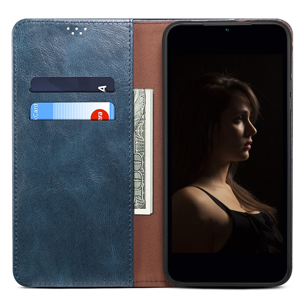 For Honor X6a 4G Stand Wallet Case PU Leather Phone Shell Waxy Crazy Horse Texture Mobile Phone Cover