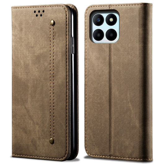 Honor X6a 4G Handyhülle – Jeans Stoff Textur Flip Standfunktion Brieftasche PU Leder