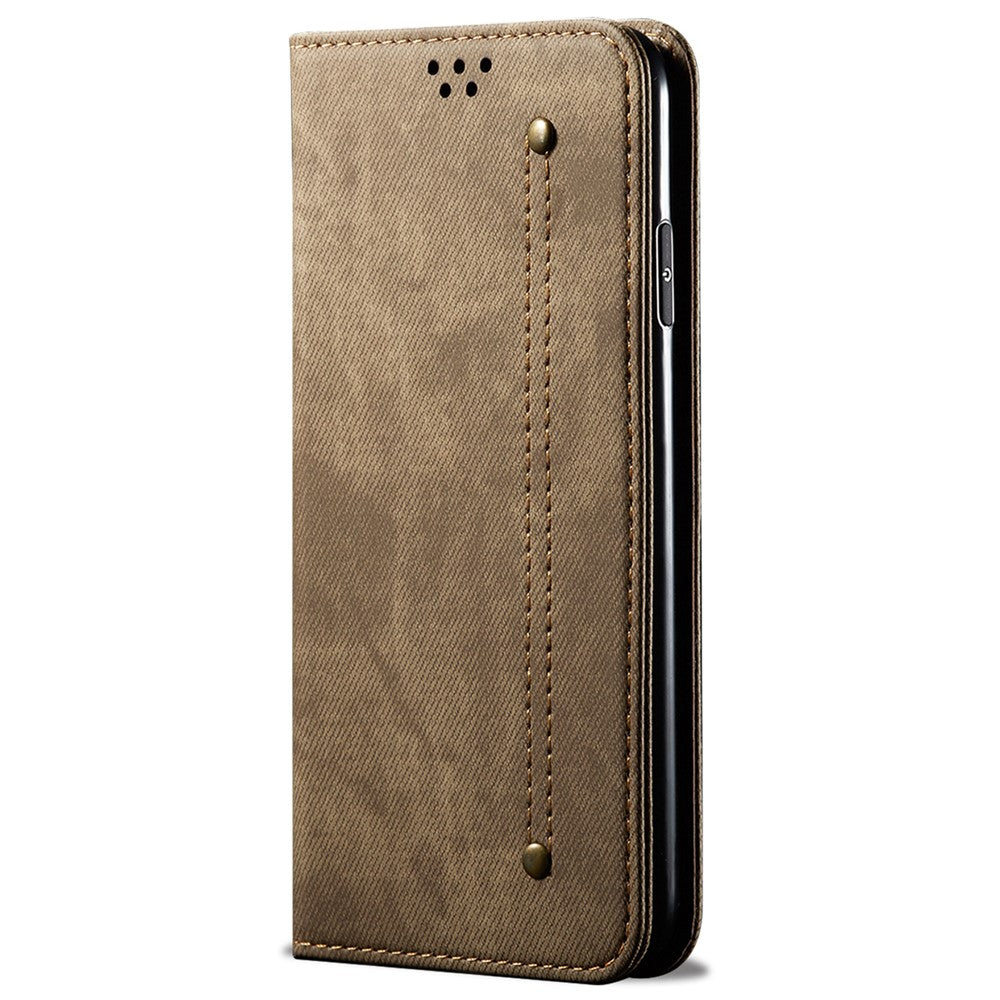 For Honor X6a 4G Phone Case Jeans Cloth Texture Flip Stand Wallet PU Leather Protective Phone Cover