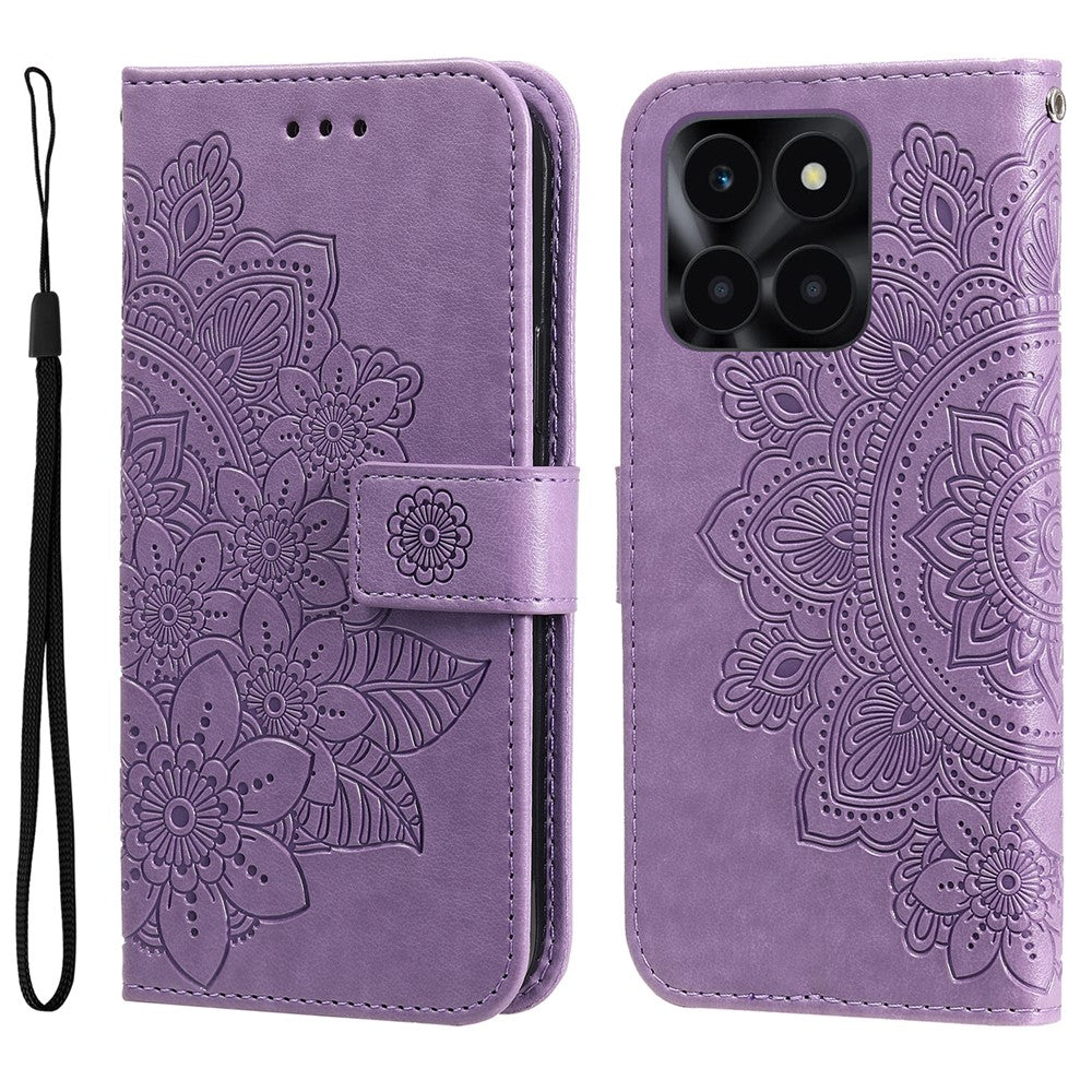 For Honor X6a 4G Case Floral Pattern PU Leather Wallet Stand Phone Cover
