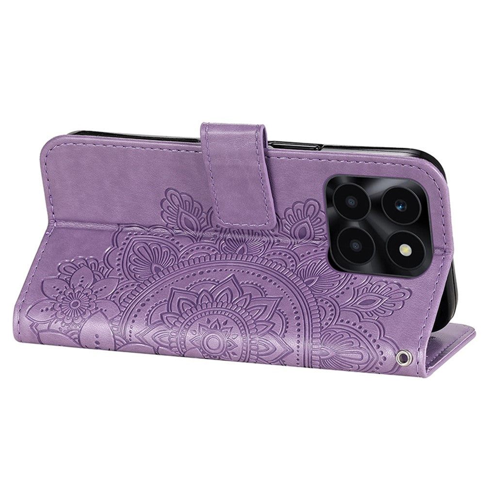 For Honor X6a 4G Case Floral Pattern PU Leather Wallet Stand Phone Cover