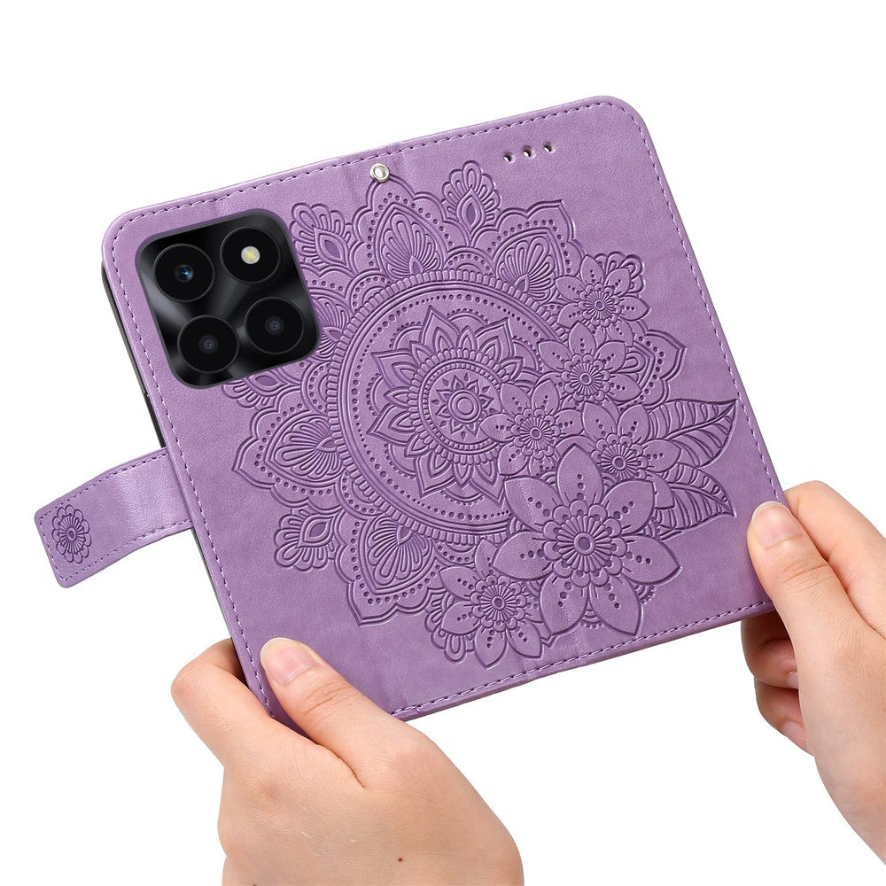 For Honor X6a 4G Case Floral Pattern PU Leather Wallet Stand Phone Cover