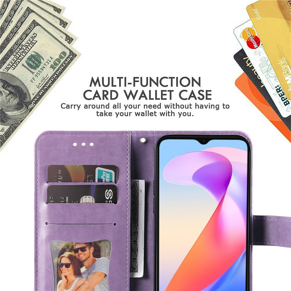 For Honor X6a 4G Case Floral Pattern PU Leather Wallet Stand Phone Cover