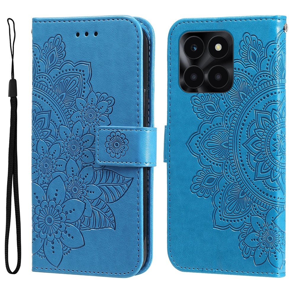 For Honor X6a 4G Case Floral Pattern PU Leather Wallet Stand Phone Cover