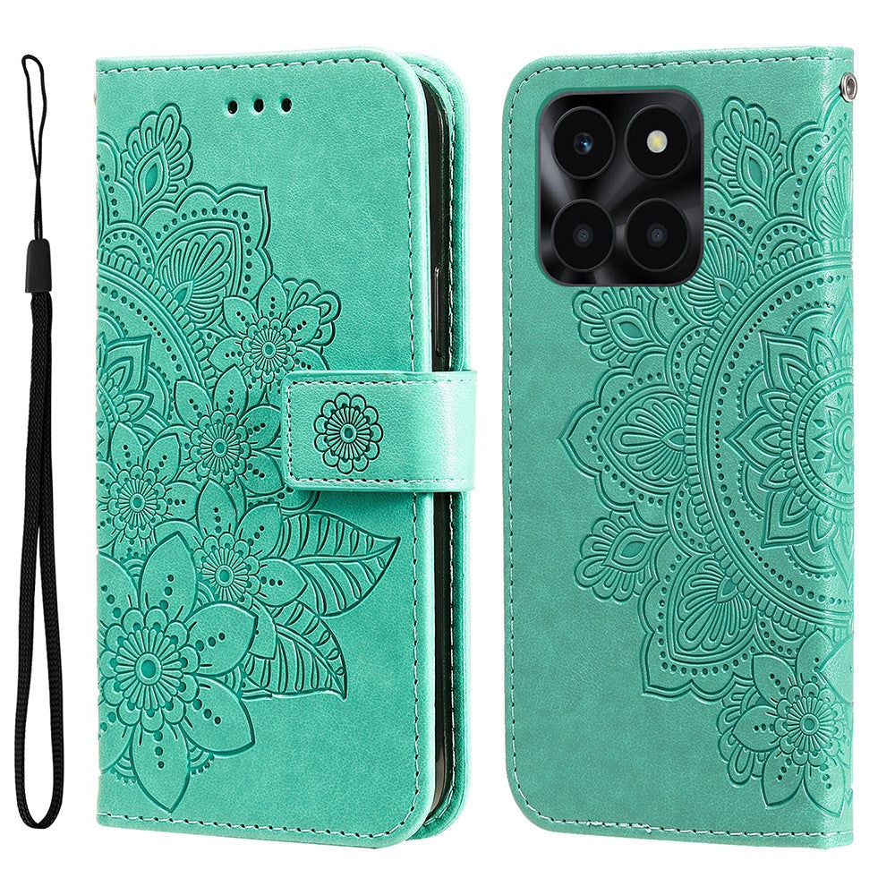 For Honor X6a 4G Case Floral Pattern PU Leather Wallet Stand Phone Cover