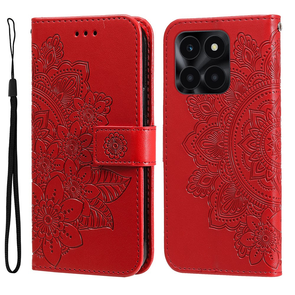 For Honor X6a 4G Case Floral Pattern PU Leather Wallet Stand Phone Cover