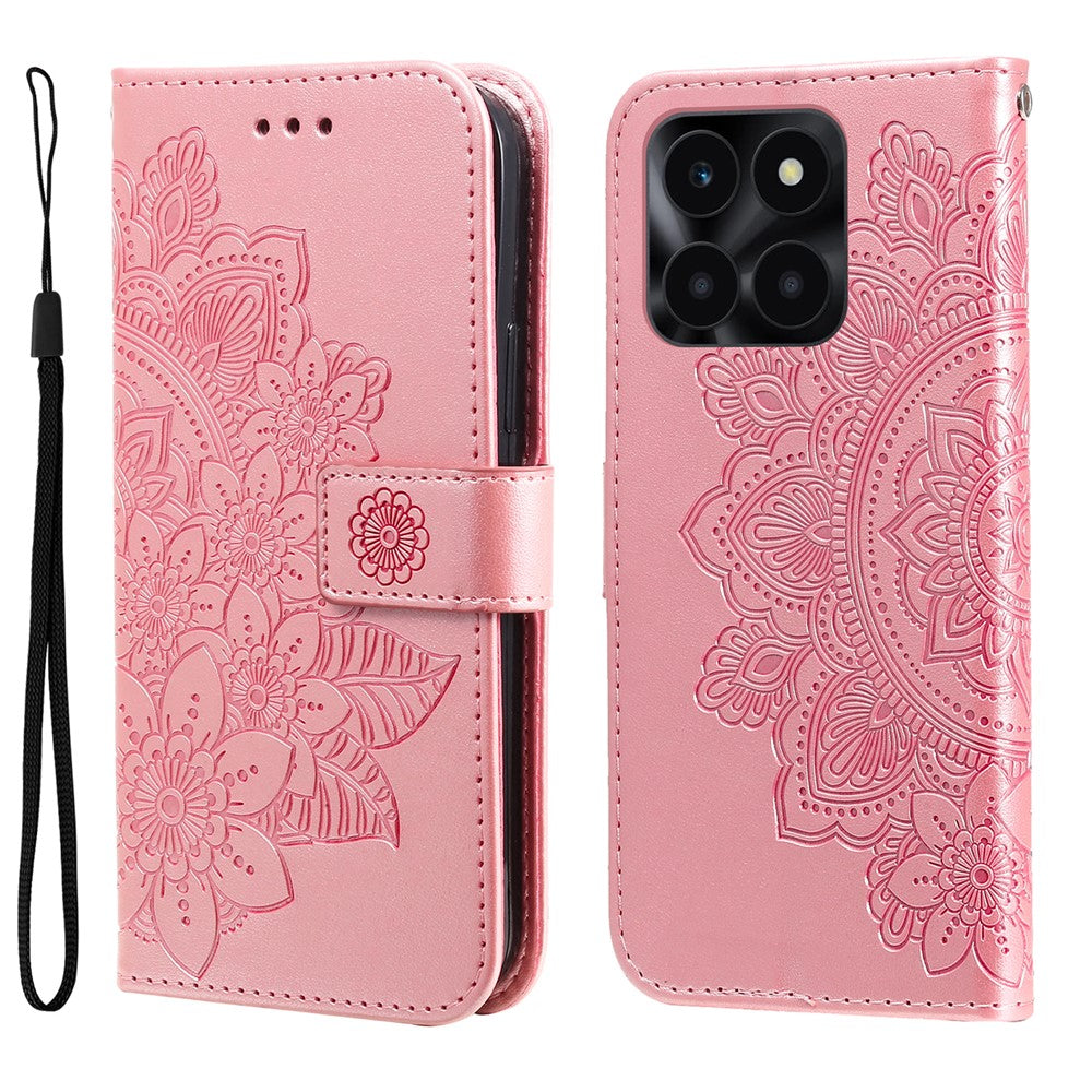 For Honor X6a 4G Case Floral Pattern PU Leather Wallet Stand Phone Cover