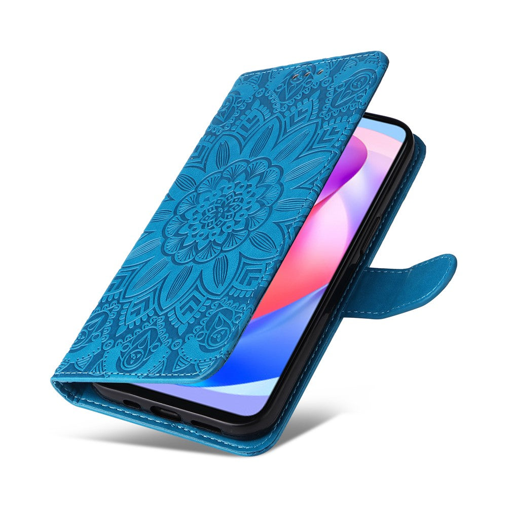 For Honor X6a 4G Case PU Leather Sunflower Imprinted Phone Cover Wallet Stand Shell