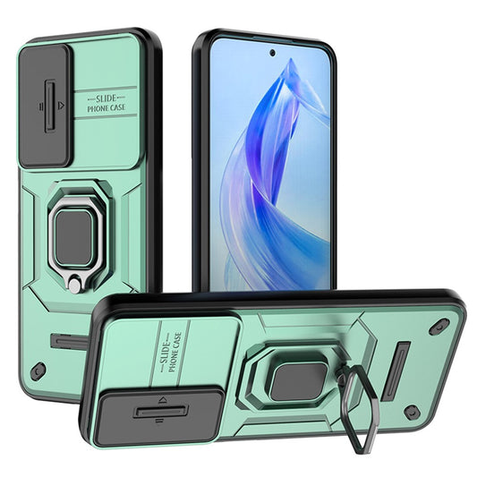 Honor X50i 5G / Honor 90 Lite 5G Handyhülle – X50i 5G-Gehäuse PC + TPU-Schiebekameradeckel- mit Ständer