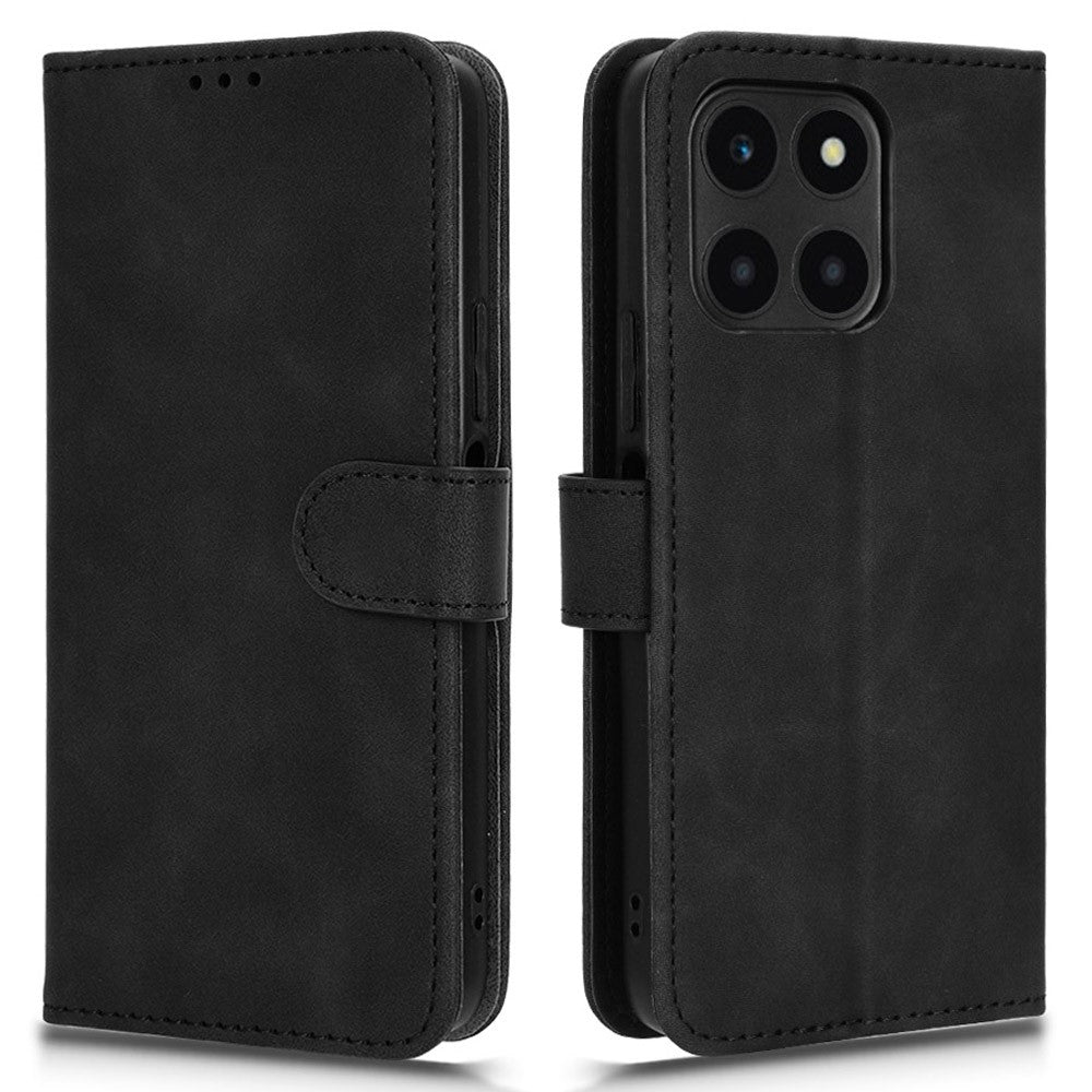 For Honor X6a 4G Case Skin-touch Leather Phone Cover with Wallet Stand