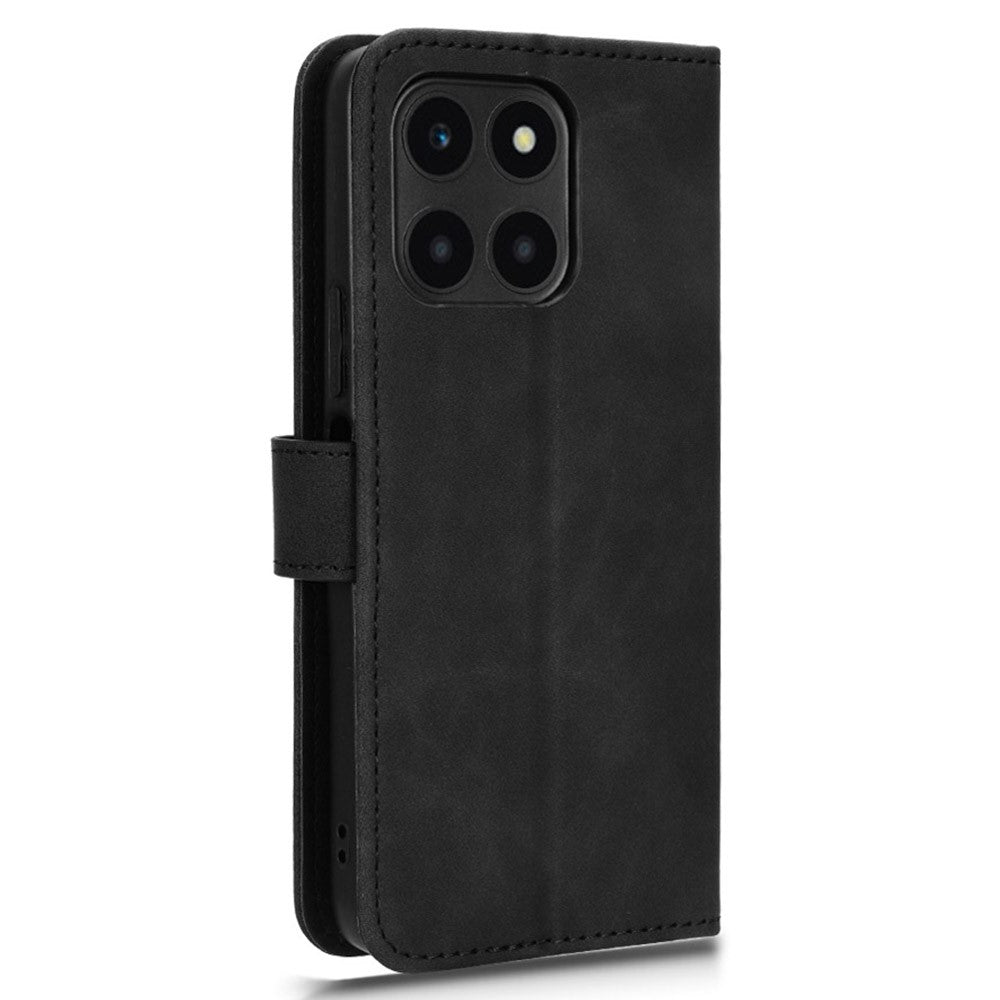 For Honor X6a 4G Case Skin-touch Leather Phone Cover with Wallet Stand