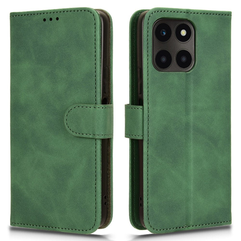 For Honor X6a 4G Case Skin-touch Leather Phone Cover with Wallet Stand