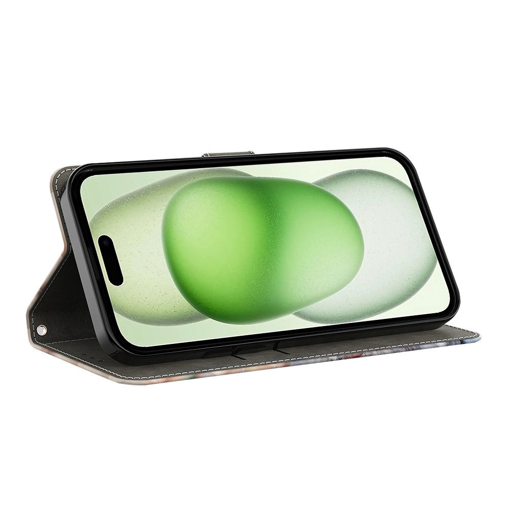 iPhone 15 Wallet-Hülle mit 3D-Muster & Magnetverschluss