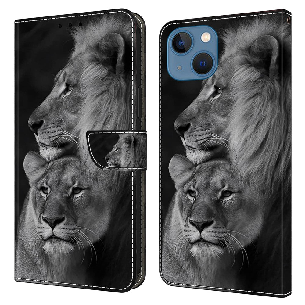 iPhone 15 Wallet-Hülle mit 3D-Muster & Magnetverschluss