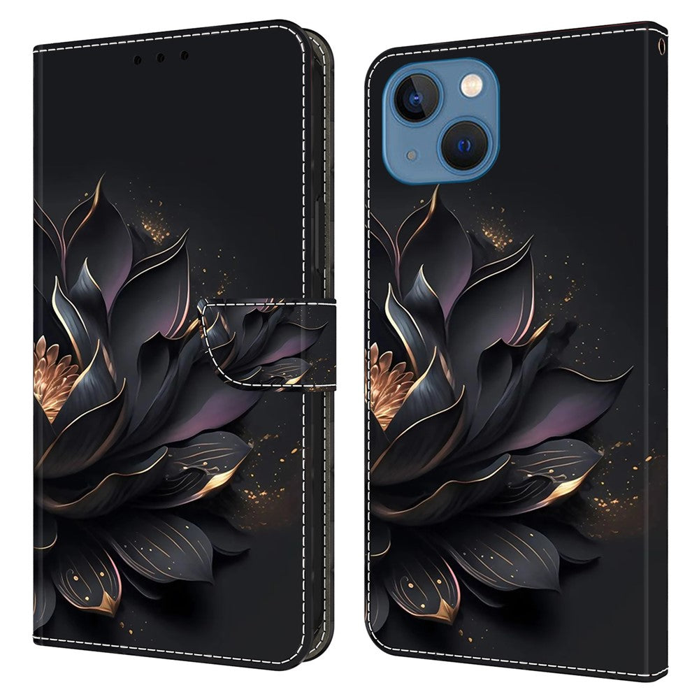 iPhone 15 Wallet-Hülle mit 3D-Muster & Magnetverschluss