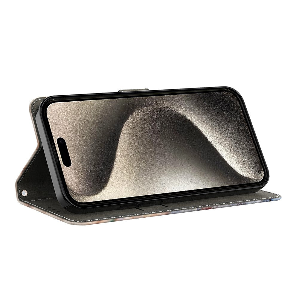 iPhone 15 Pro Wallet-Hülle mit 3D-Muster & Magnetverschluss