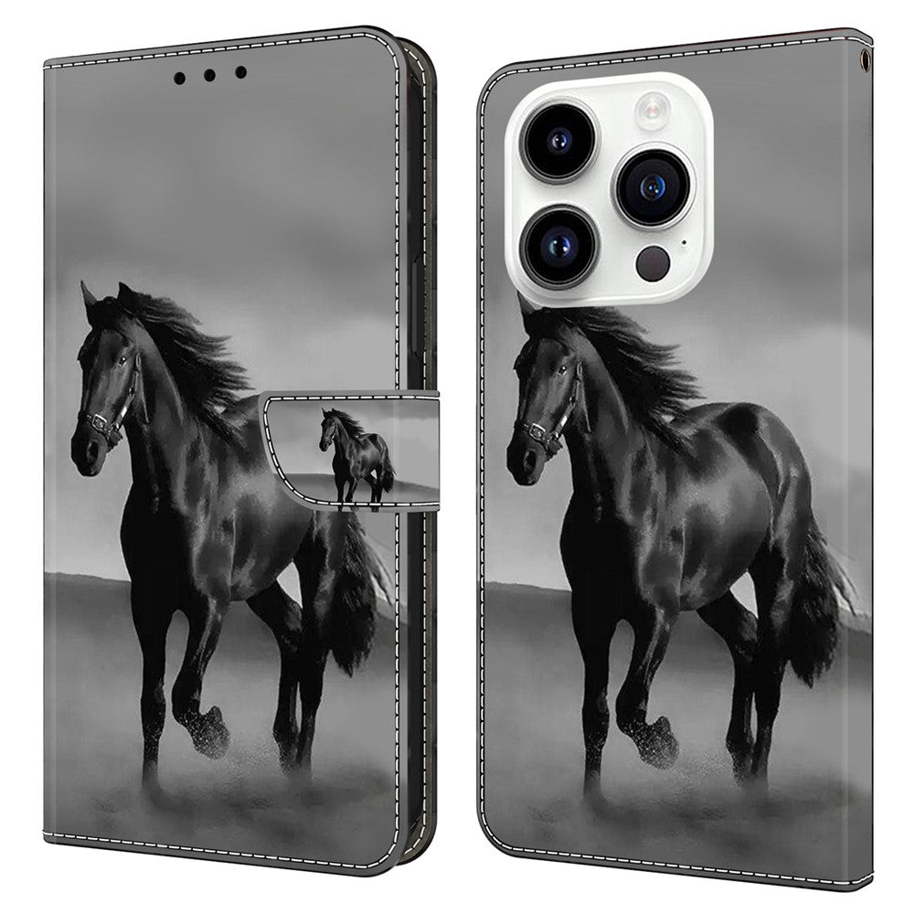 iPhone 15 Pro Wallet-Hülle mit 3D-Muster & Magnetverschluss