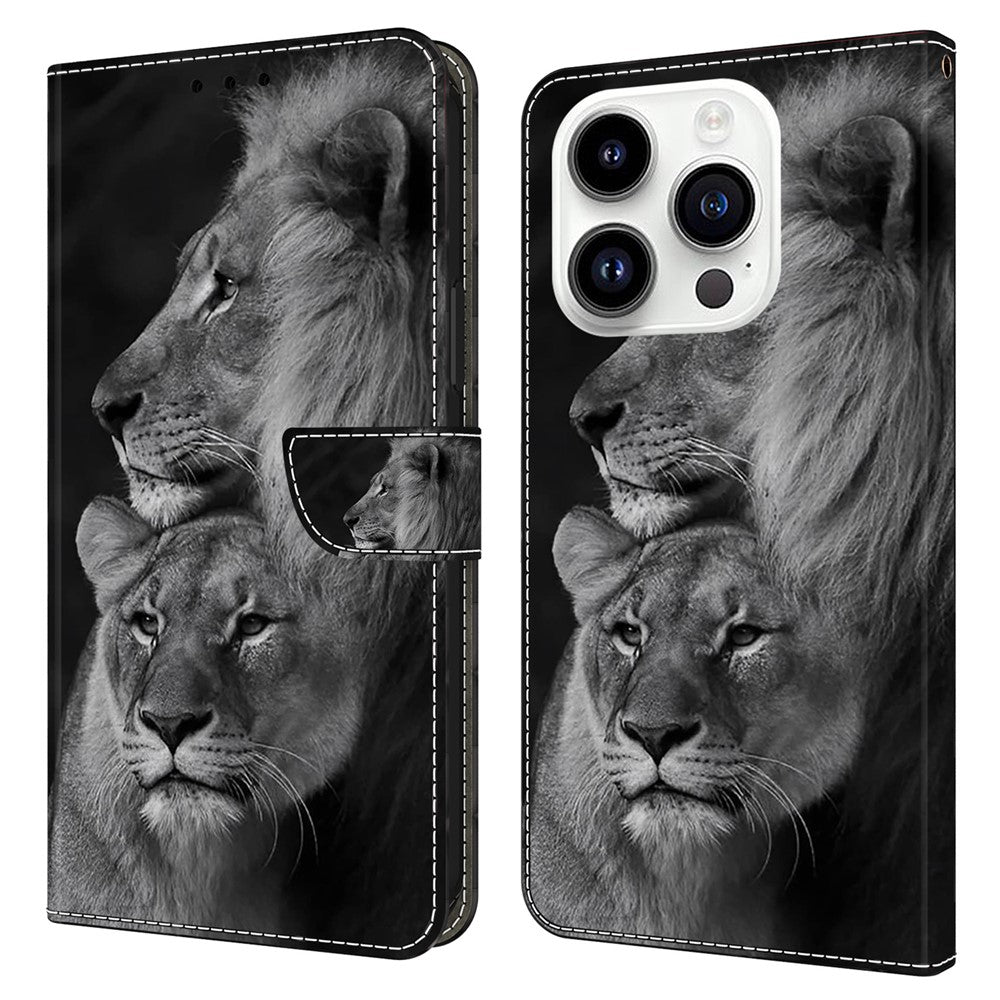 iPhone 15 Pro Wallet-Hülle mit 3D-Muster & Magnetverschluss