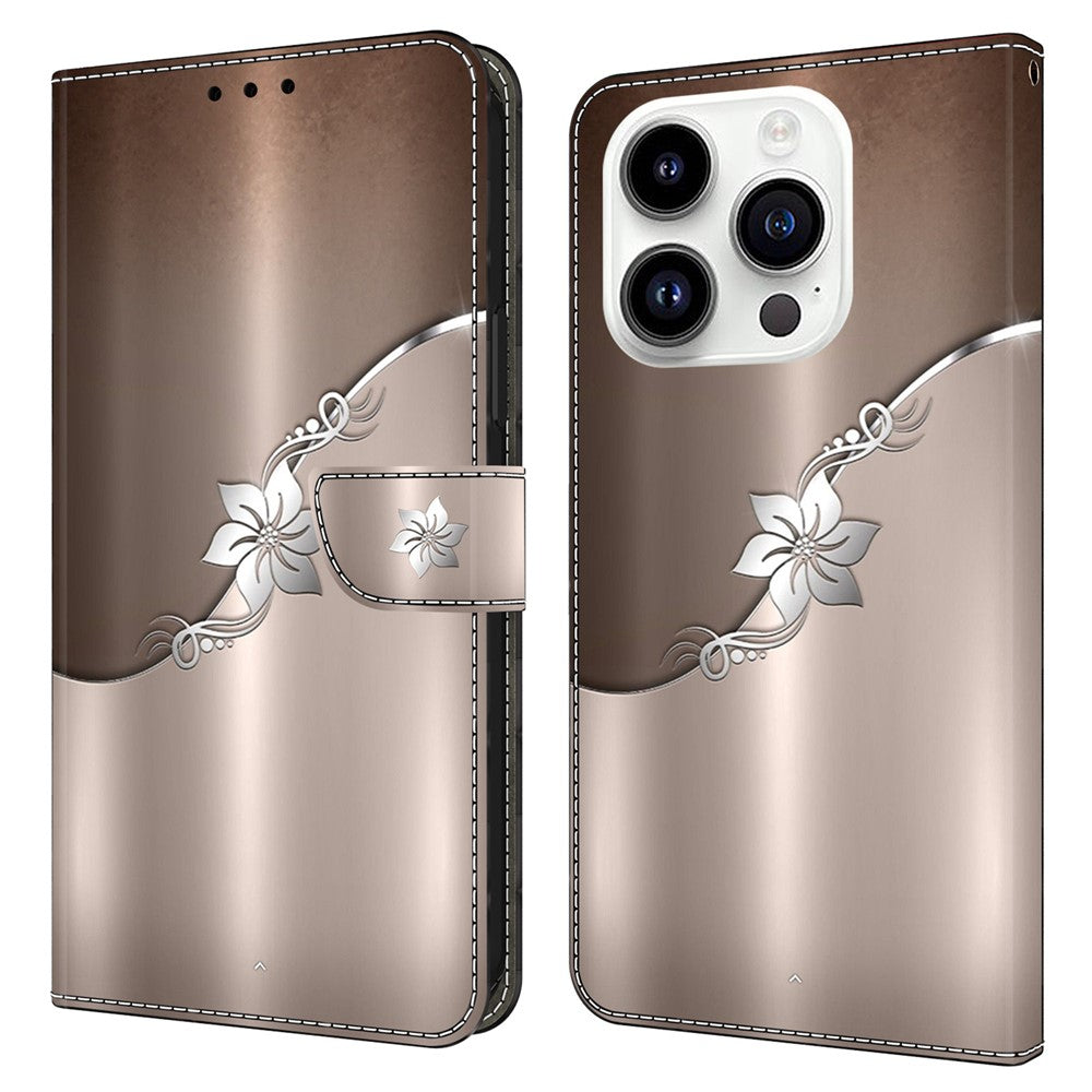 iPhone 15 Pro Wallet-Hülle mit 3D-Muster & Magnetverschluss